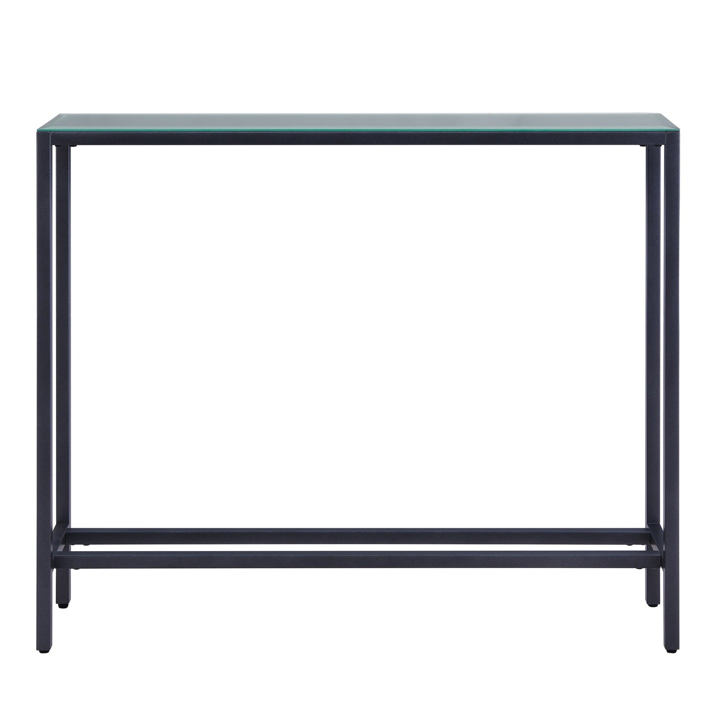 36" Black and Gunmetal Mirrored Glass Console Table