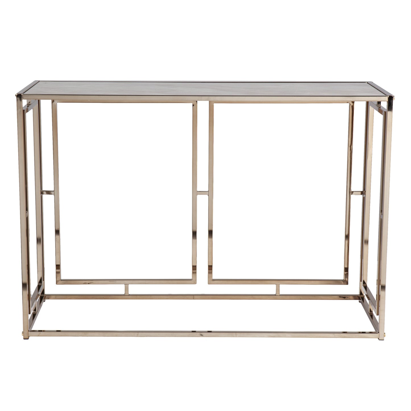 44" Champagne and Gold Faux Marble Frame Console Table