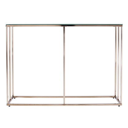 42" Clear and Gold Glass and Metal Frame Console Table