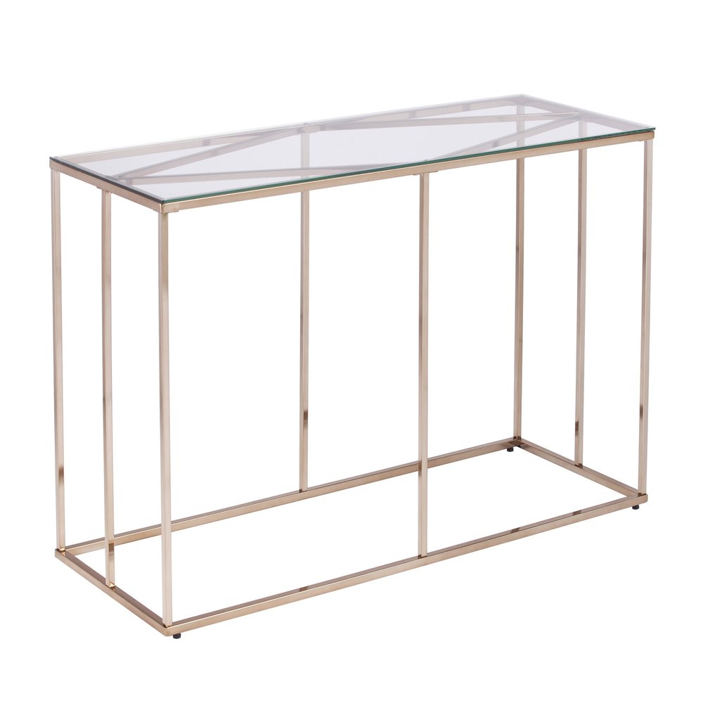 42" Clear and Gold Glass and Metal Frame Console Table