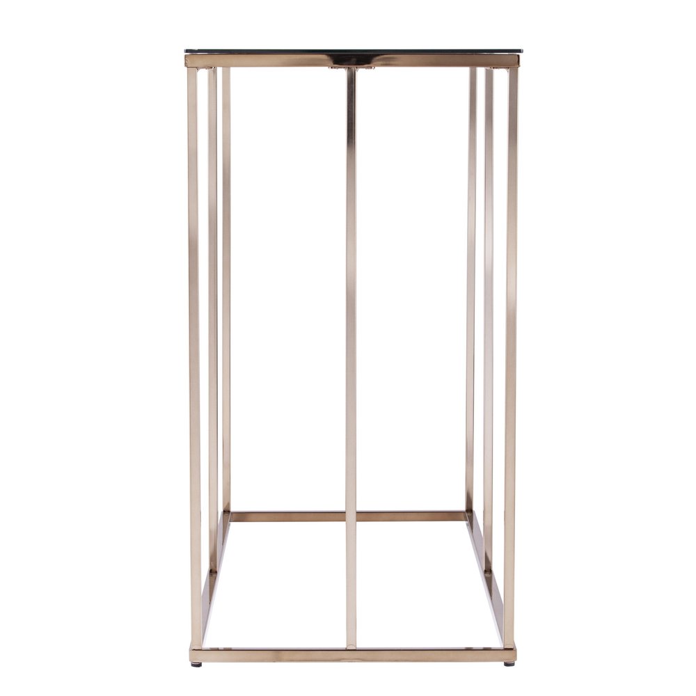42" Clear and Gold Glass and Metal Frame Console Table