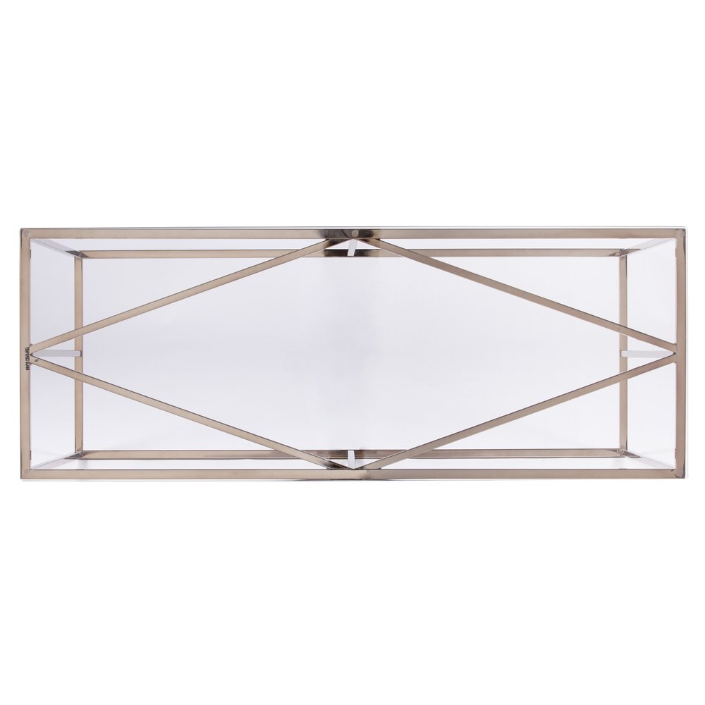 42" Clear and Gold Glass Frame Console Table