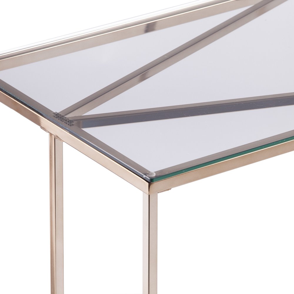 42" Clear and Gold Glass and Metal Frame Console Table