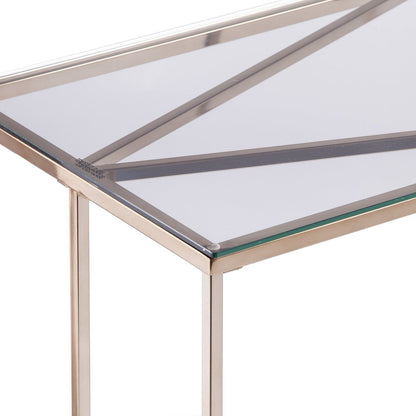 42" Clear and Gold Glass and Metal Frame Console Table