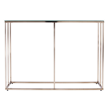 42" Clear and Gold Glass and Metal Frame Console Table