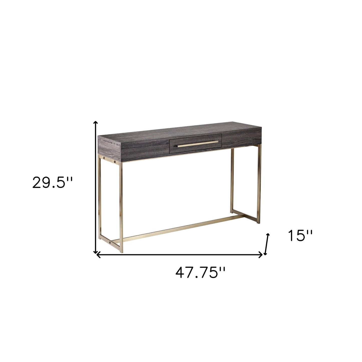 48" Gray and Gold Sled Console Table With Storage