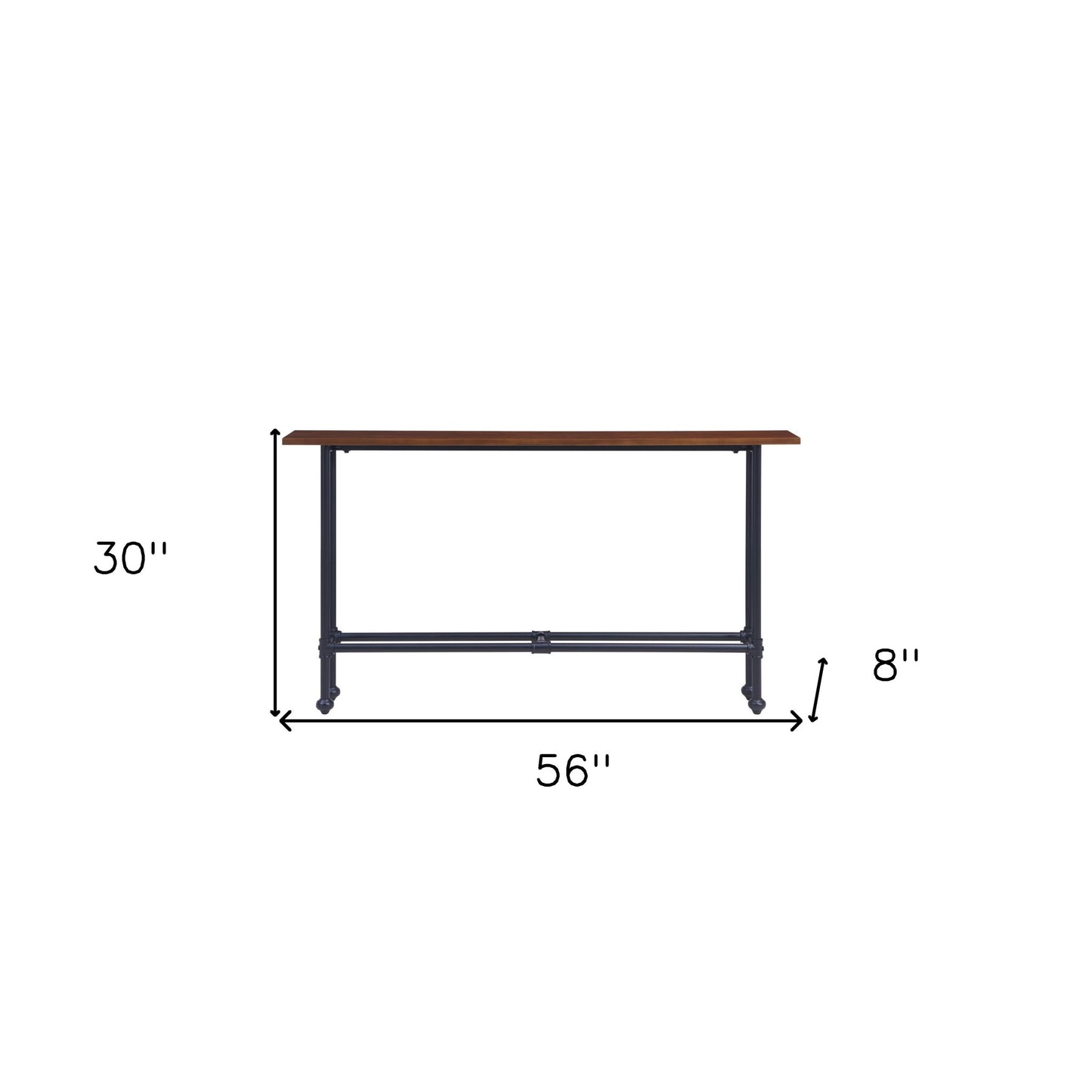 56" Espresso and Black Console Table