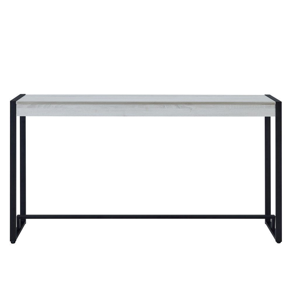 54" White and Black Distressed Sled Console Table