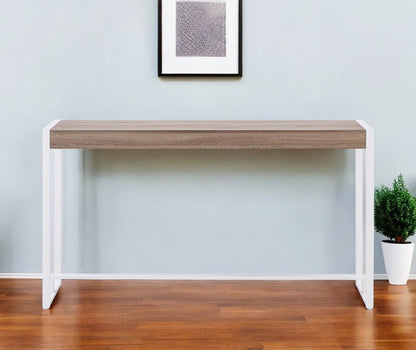 54" Gray Brown and White Sled Console Table