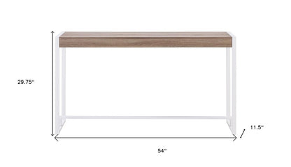 54" Gray Brown and White Sled Console Table