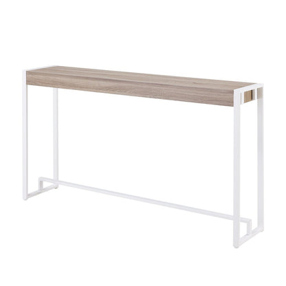 54" Gray Brown and White Sled Console Table