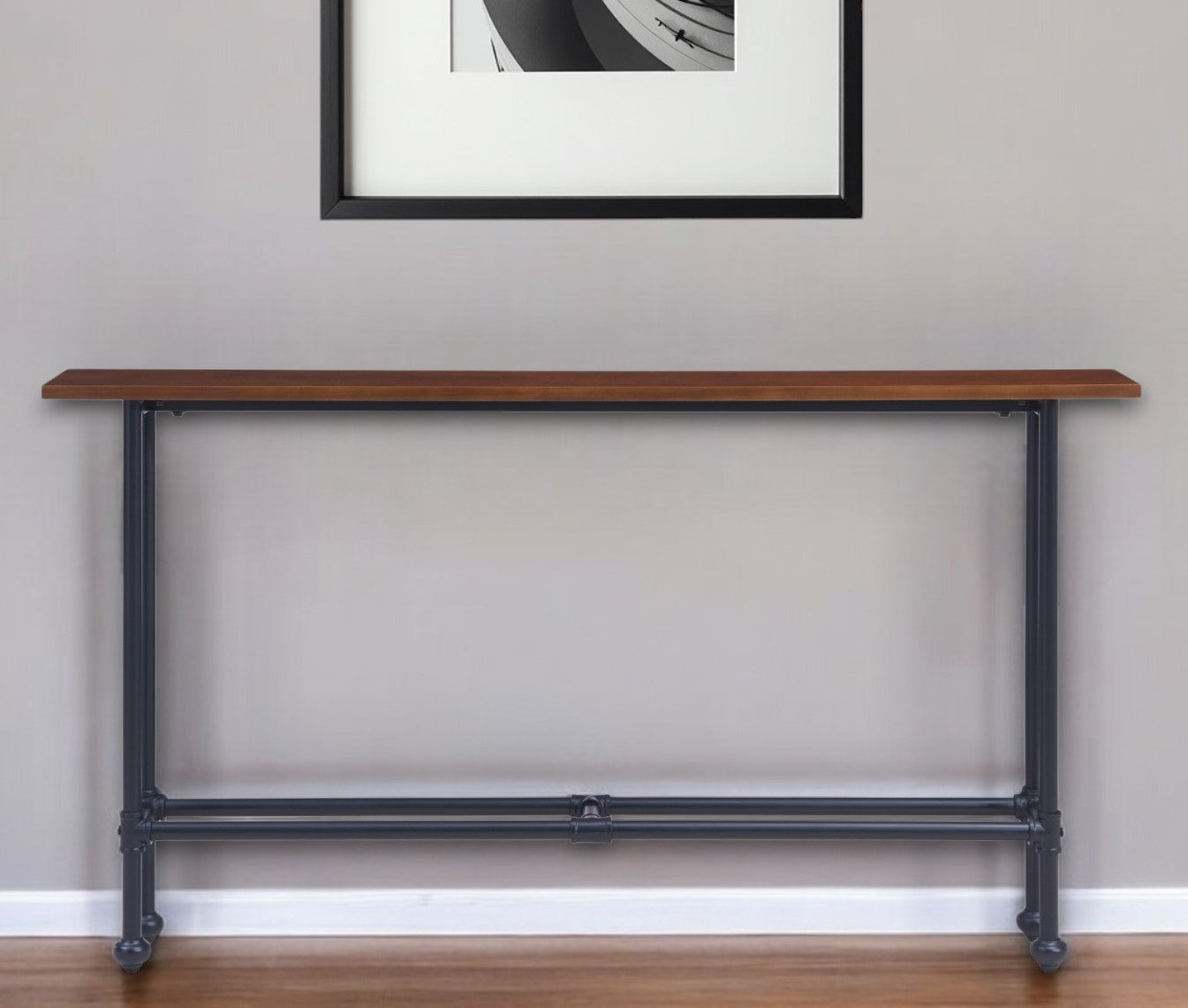 54" Espresso and Black Frame Console Table