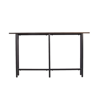 54" Espresso and Black Wood and Iron Console Table