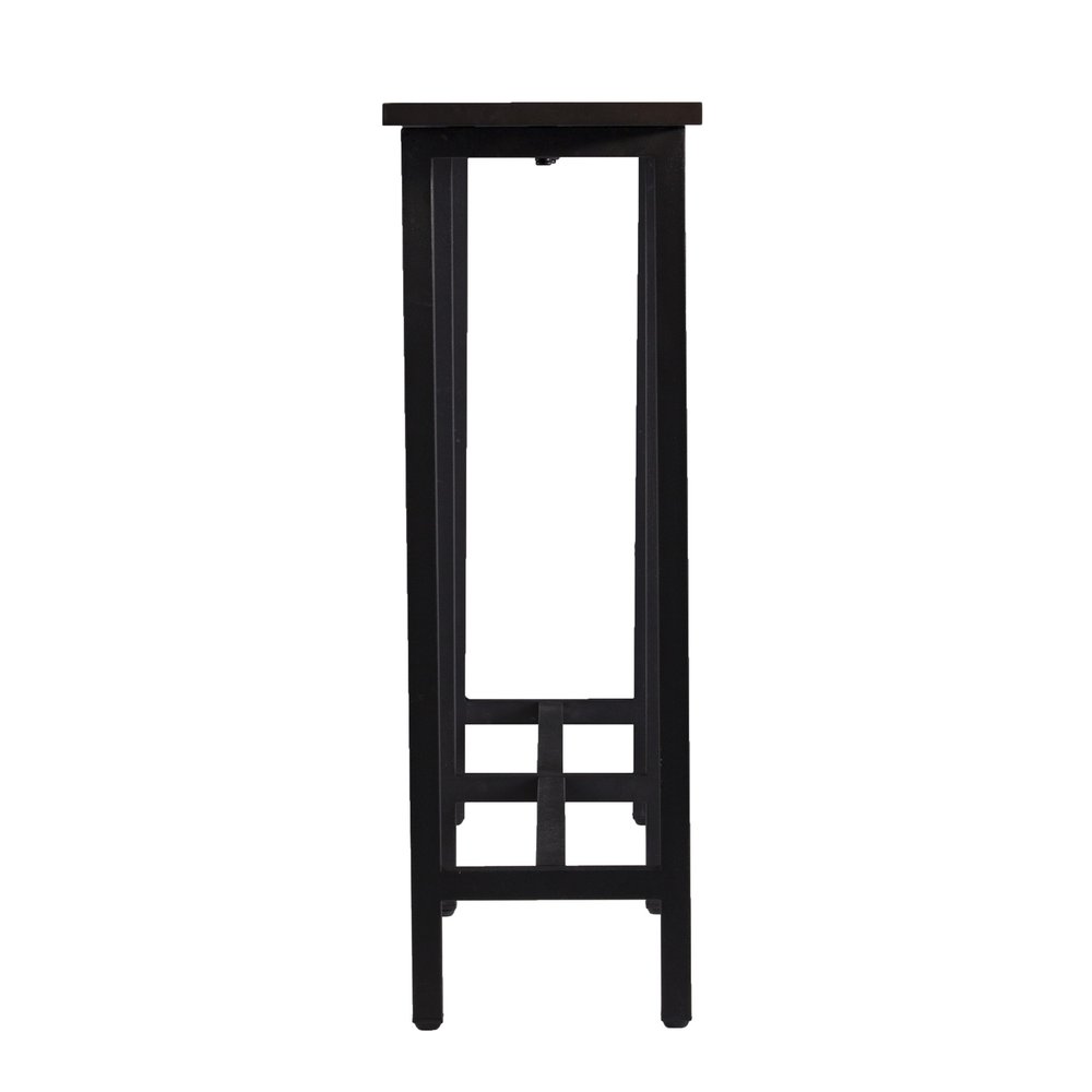 54" Espresso and Black Wood and Iron Console Table