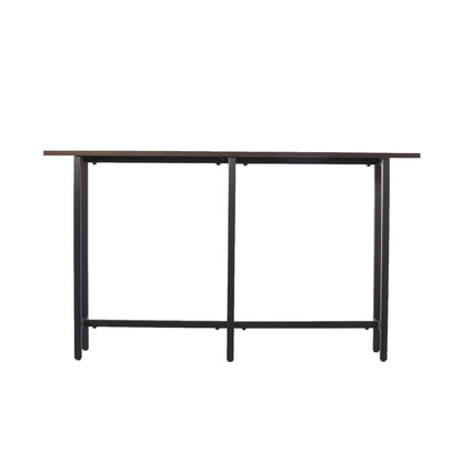 54" Espresso and Black Wood and Iron Console Table