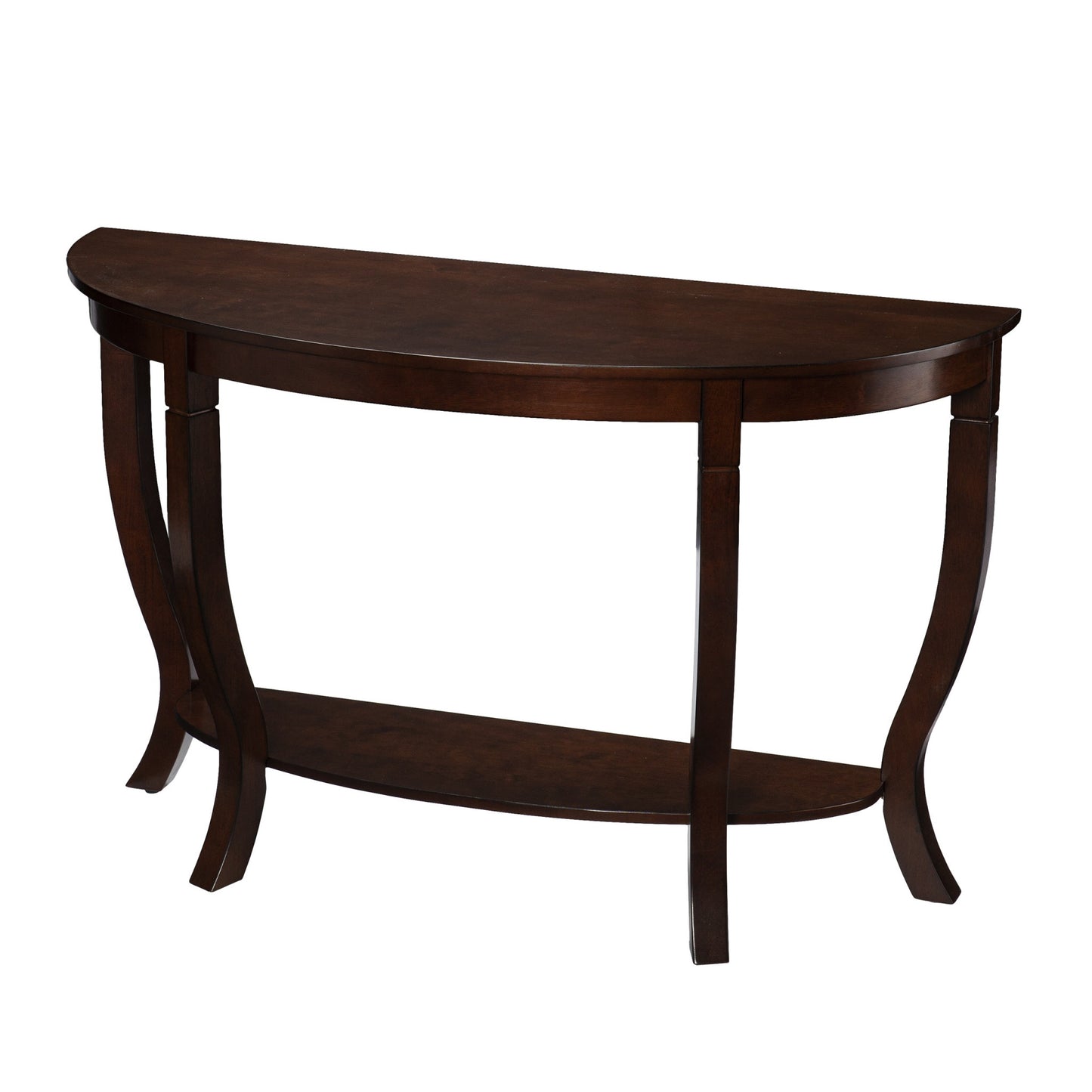 48" Brown Half Circle Console Table With Storage