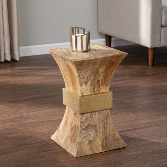 18" Natural Solid Wood And Manufactured Wood Square End Table