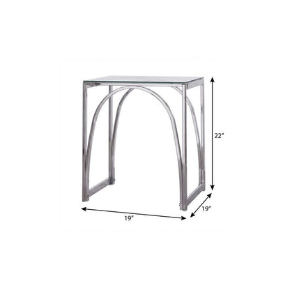 22" Chrome Glass And Iron Square End Table