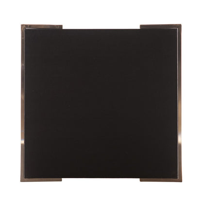 24" Black Wood And Iron Square Sled End Table