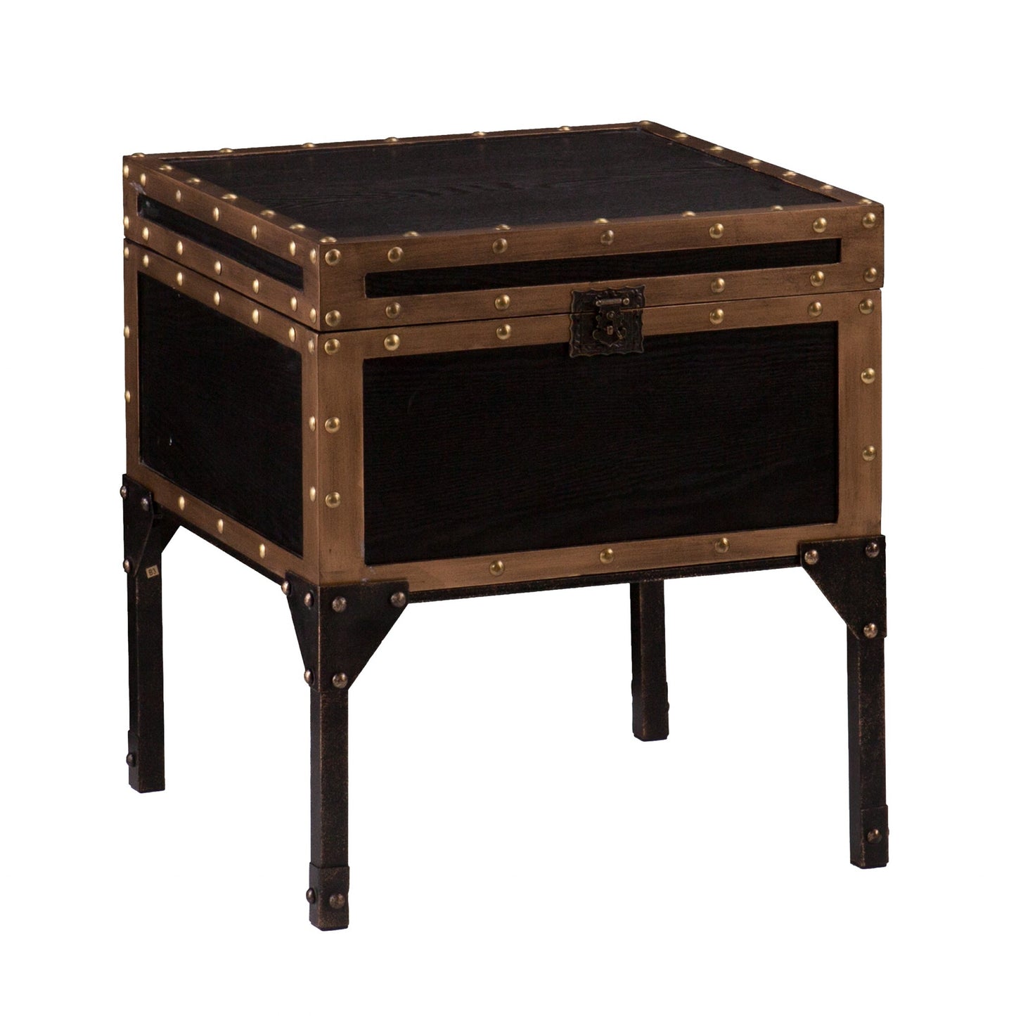 23" Black Manufactured Wood And Iron Square End Table