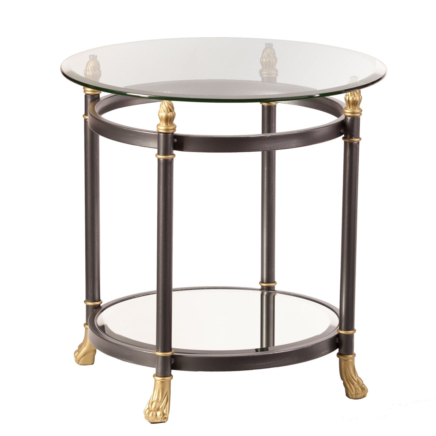 21" Gray Glass Round End Table