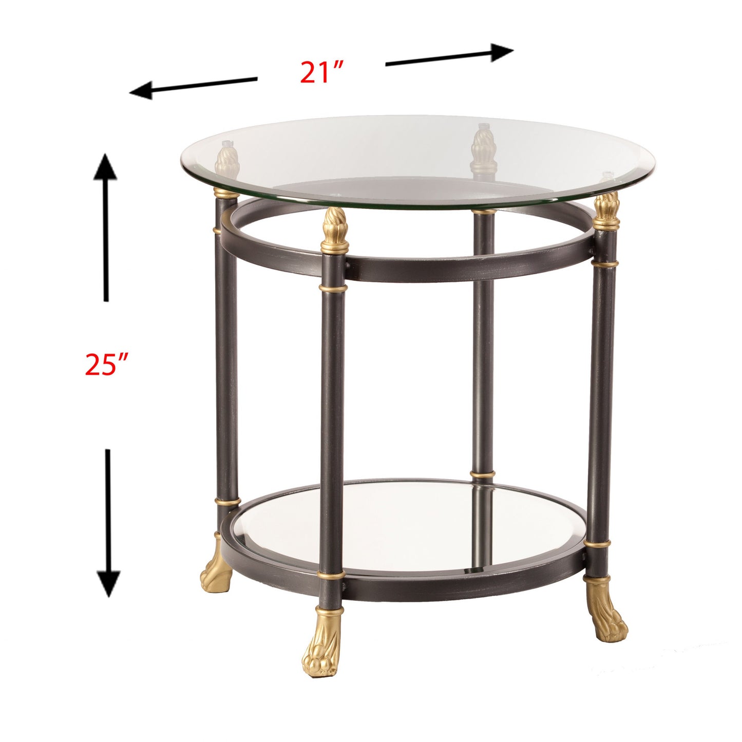 21" Gray Glass Round End Table