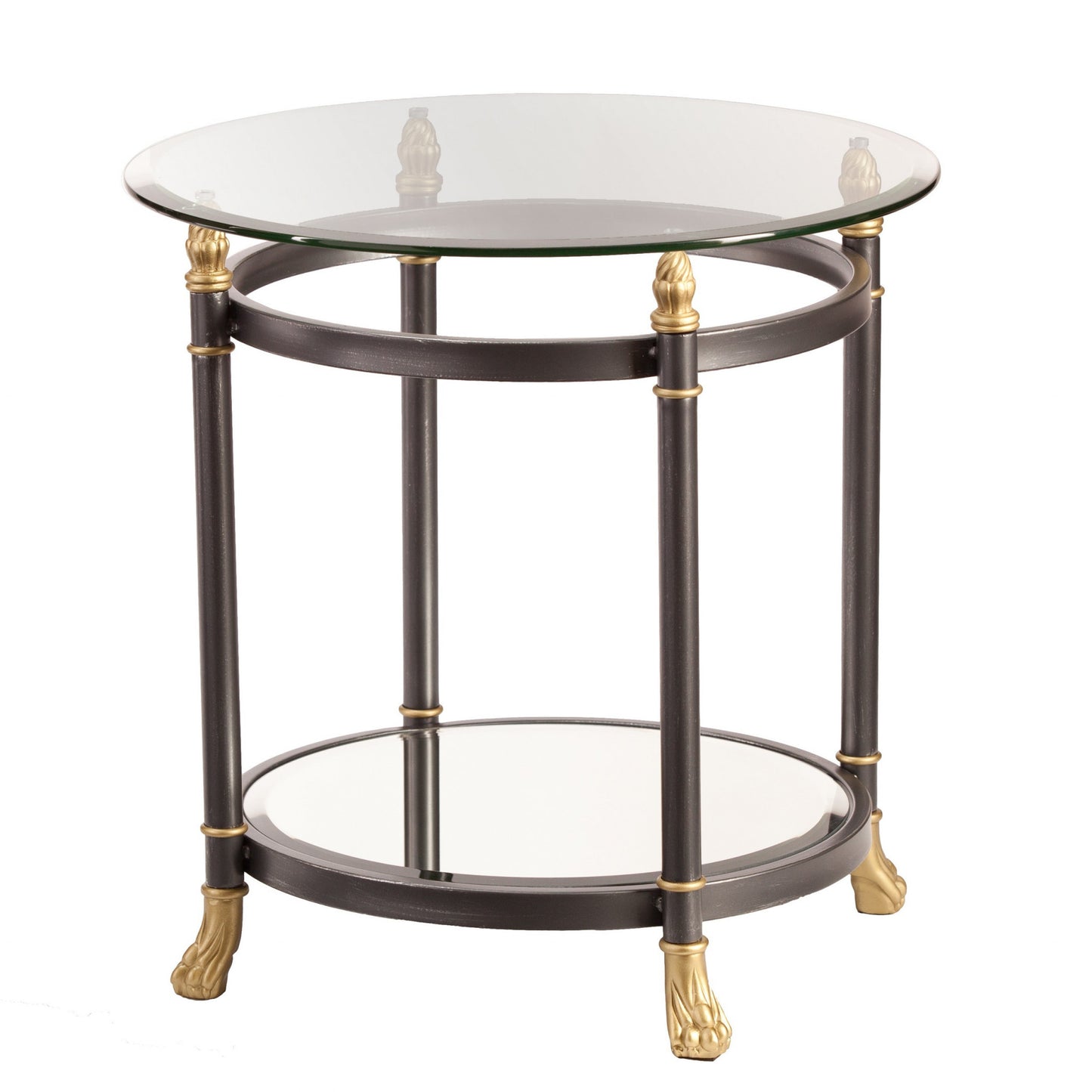 21" Gray Glass Round End Table