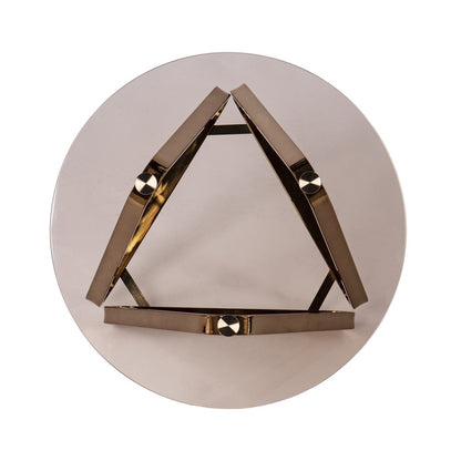 24" Champagne Glass And Iron Round Sled End Table