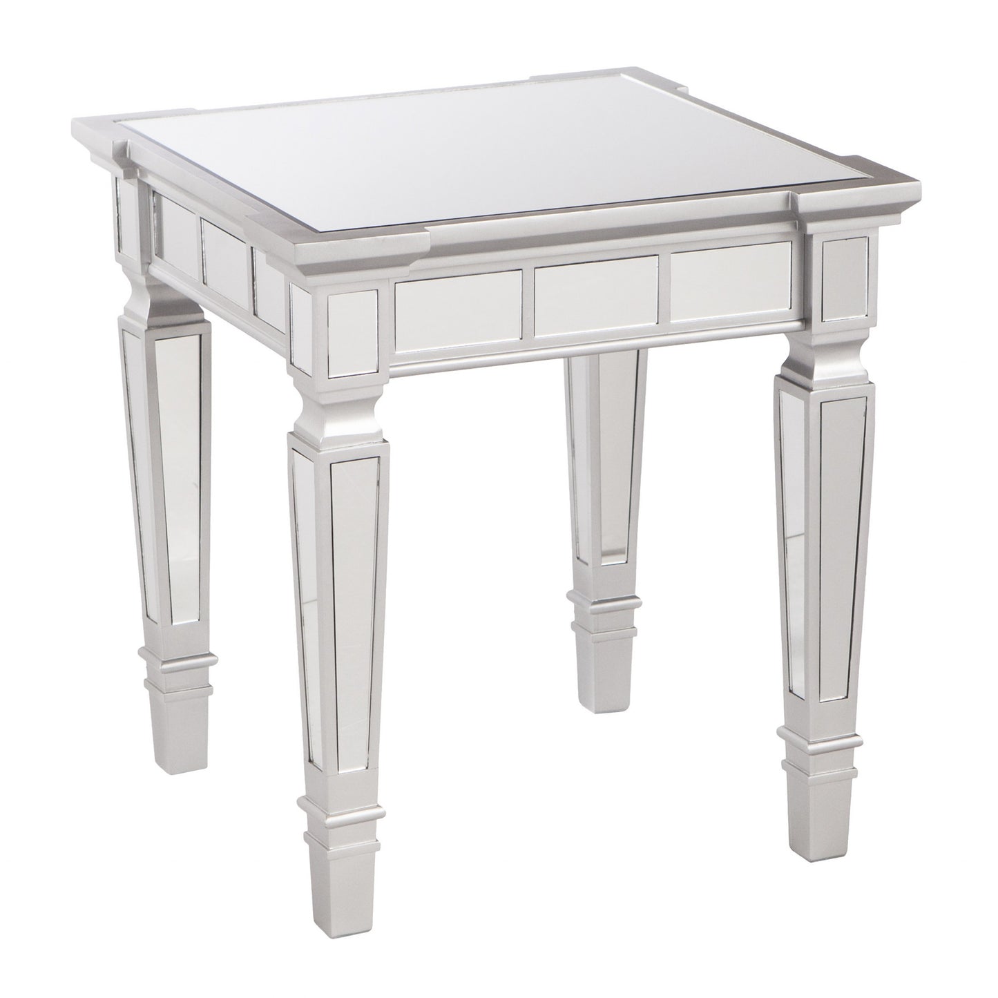 24" Silver Glass Square End Table