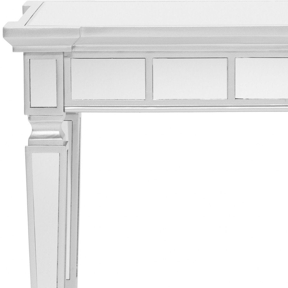 24" Silver Glass And Wood Square End Table