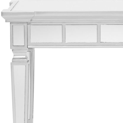 24" Silver Glass And Wood Square End Table