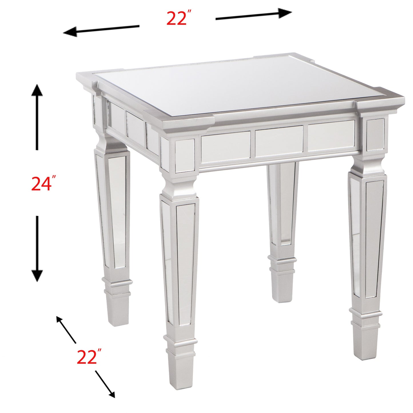 24" Silver Glass Square End Table