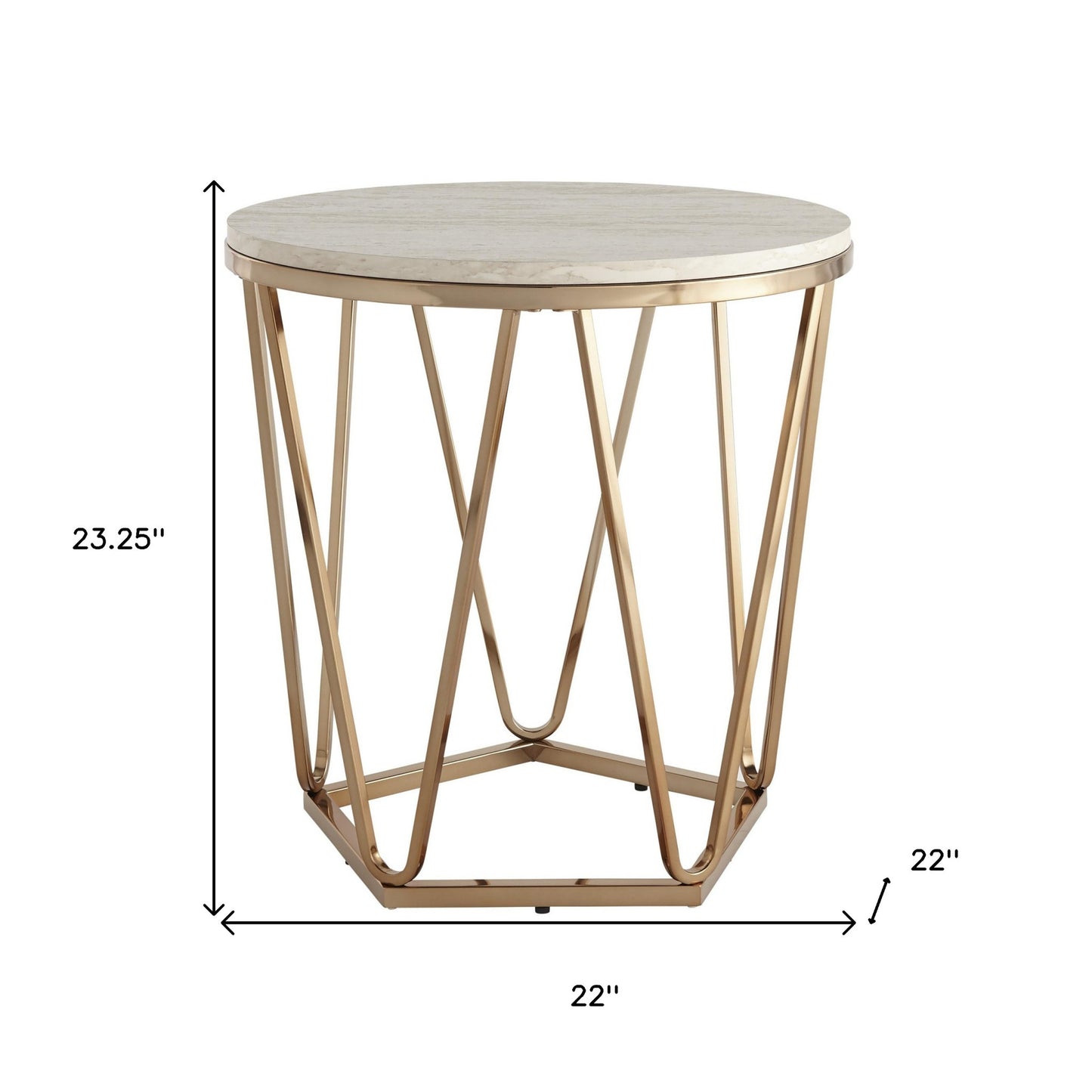 23" Champagne Manufactured Wood And Iron Round End Table