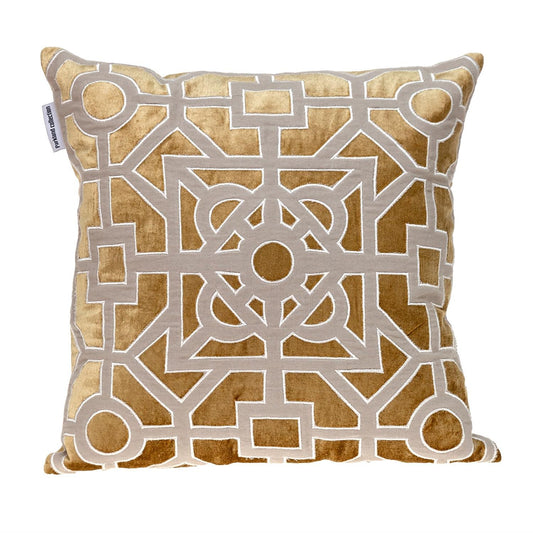 18 X 18 Gold Abstract Velvet Throw Pillow