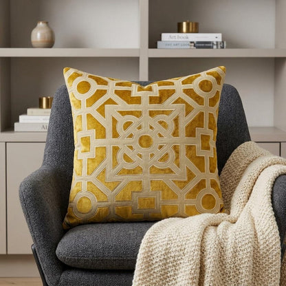 18" Mustard Yellow Velvet Throw Pillow