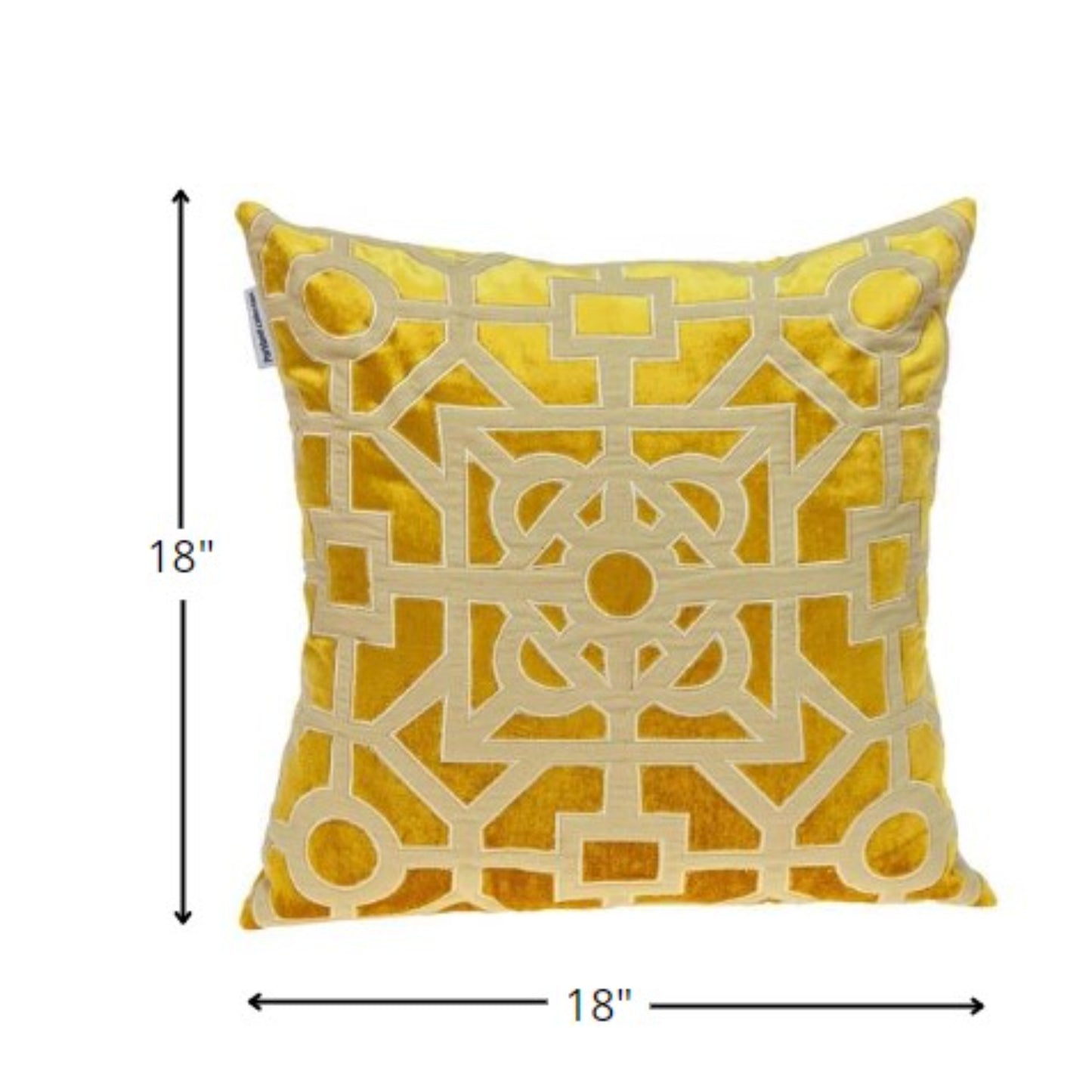 Beige and Mustard Lattice Yellow Velvet Throw Pillow