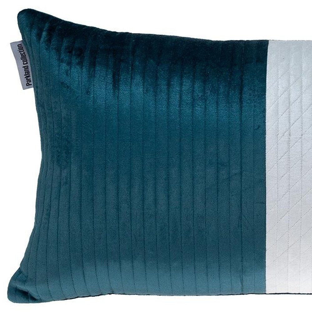 12" X 24" Sea Green Striped Velvet Throw Pillow