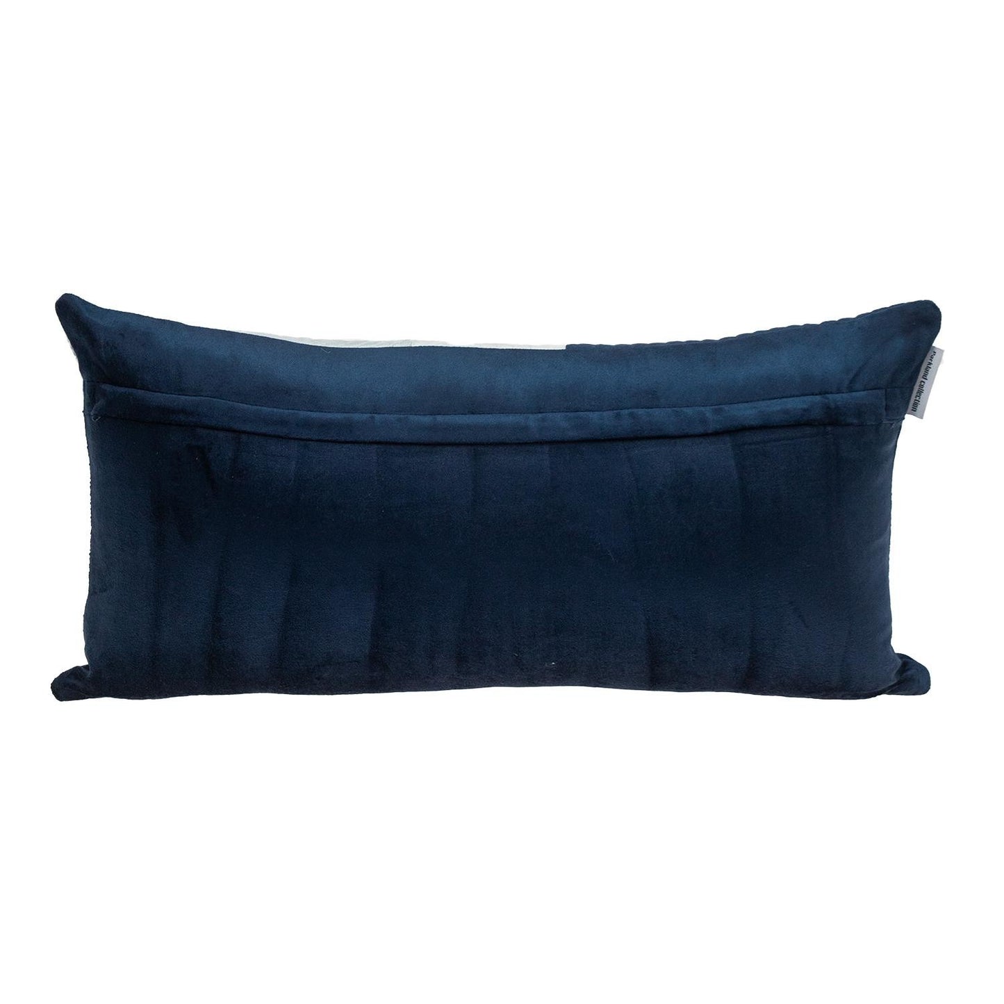 12" X 24" Navy Blue Striped Velvet Throw Pillow