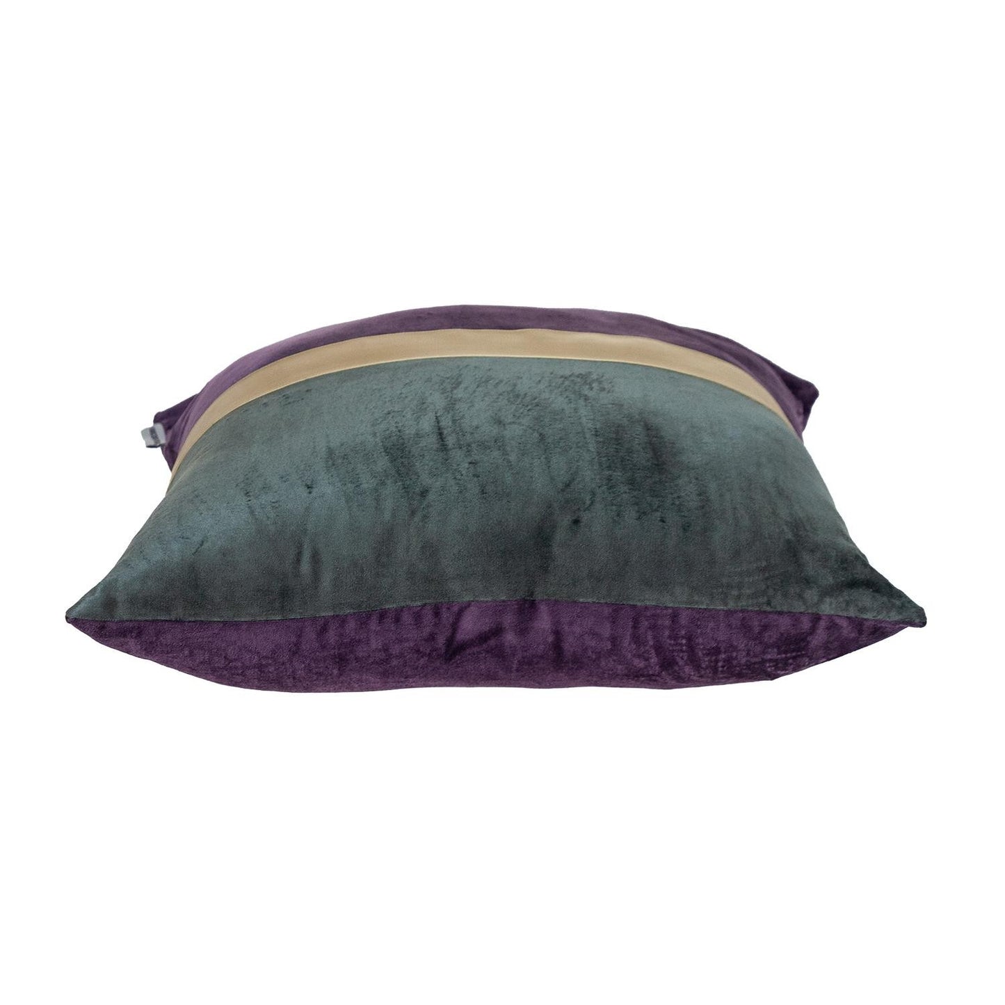 Dark Grey Gold and  Purple Tufted Velvet Square Pillow