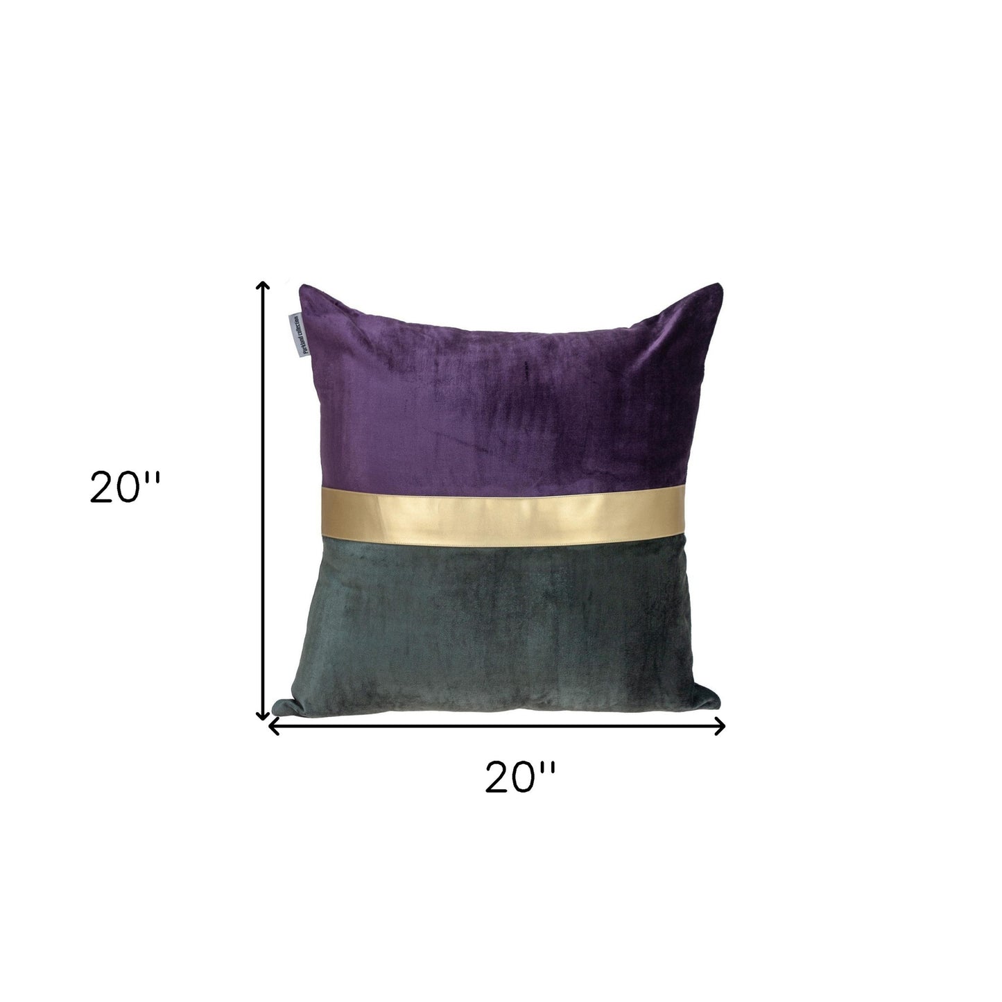 Dark Grey Gold and  Purple Tufted Velvet Square Pillow
