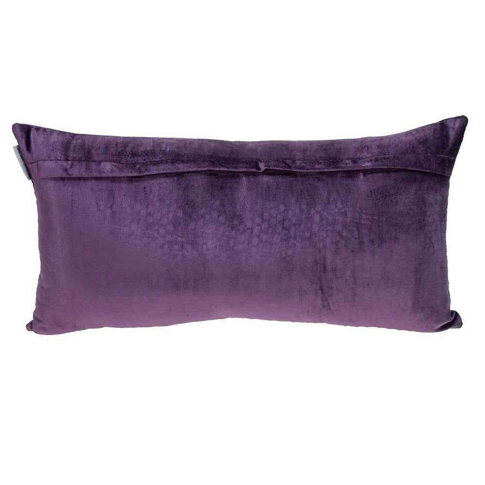 12" X 24" Dark Gray And Purple Color Block Velvet Lumbar Throw Pillow
