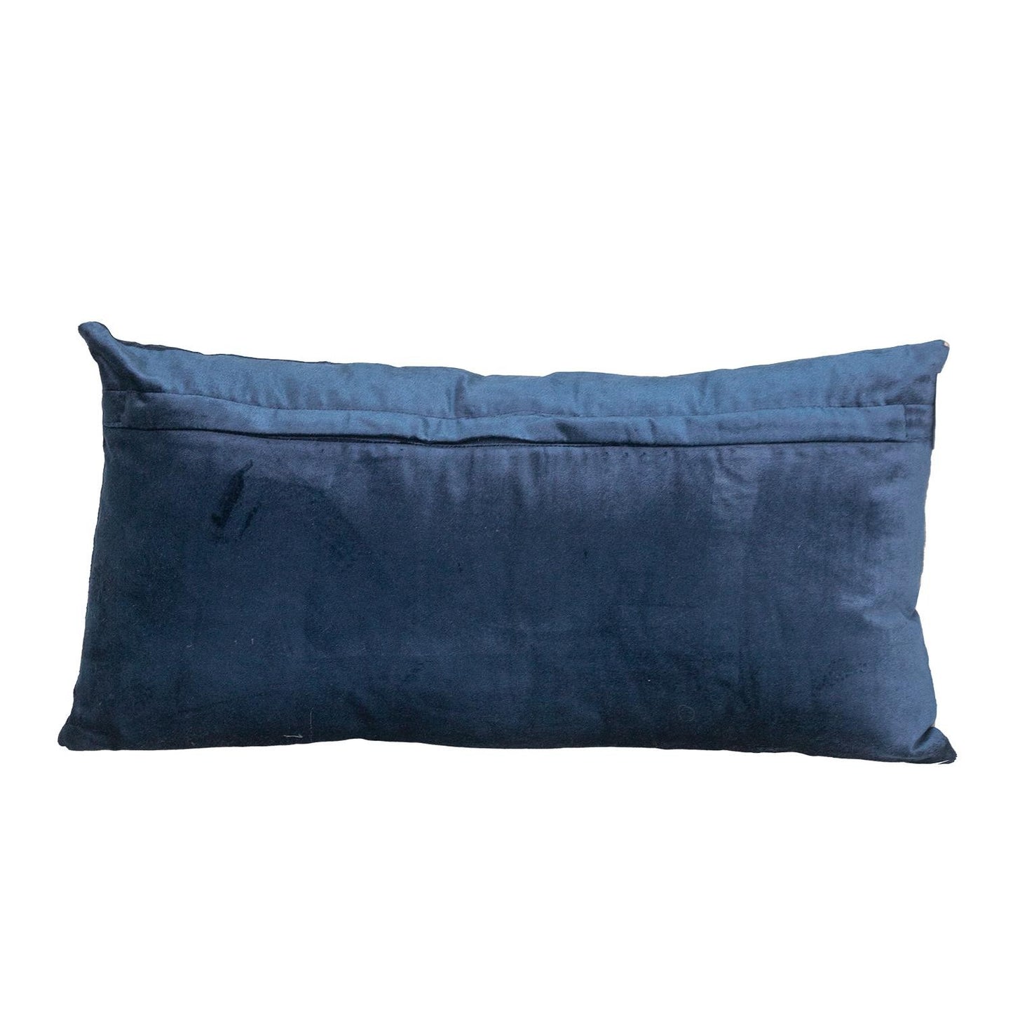 Beige Gold and Blue Tufted Velvet Lumbar Pillow