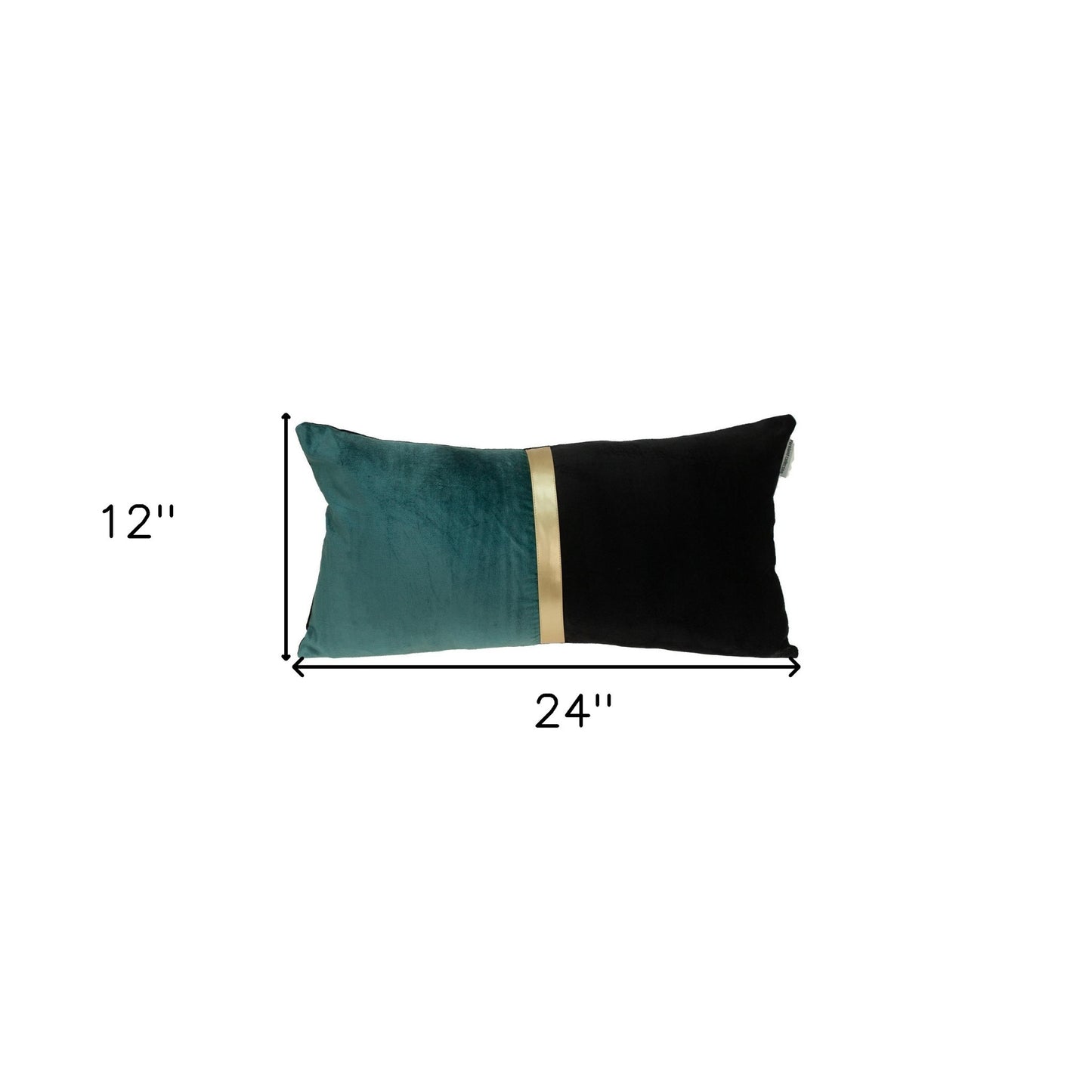 Teal Gold and Black Tufted Velvet Lumbar Pillow