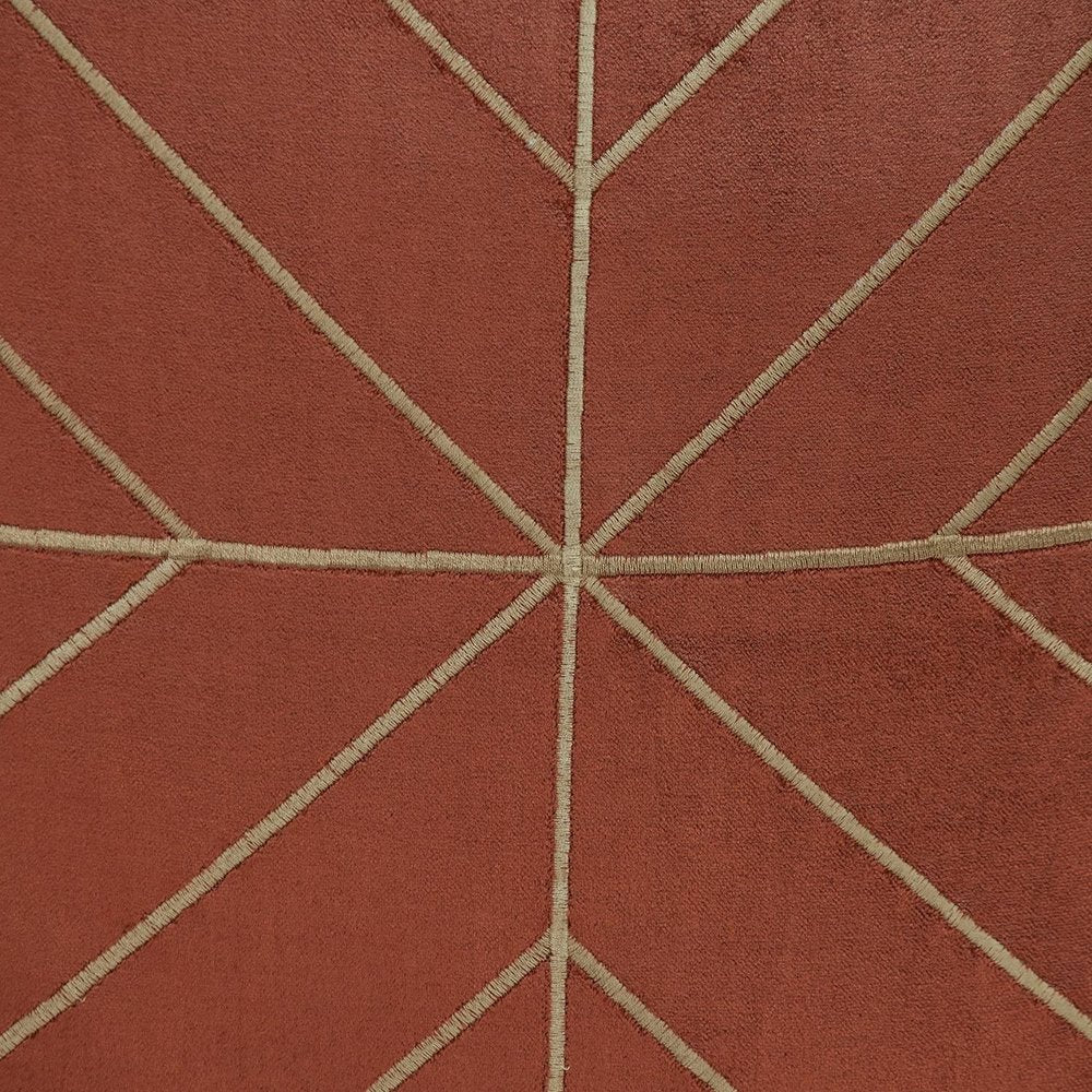 20" Burnt Orange And Gold Velvet Throw Pillow with Embroidery And Tassels