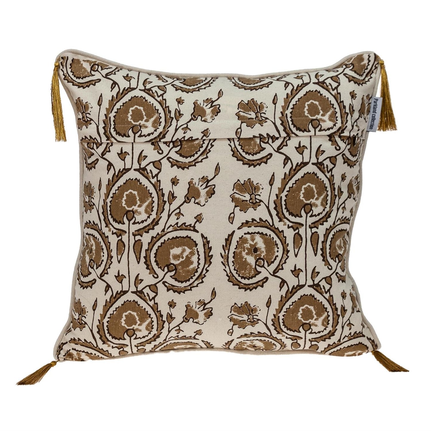 20" Beige Cotton Blend Throw Pillow