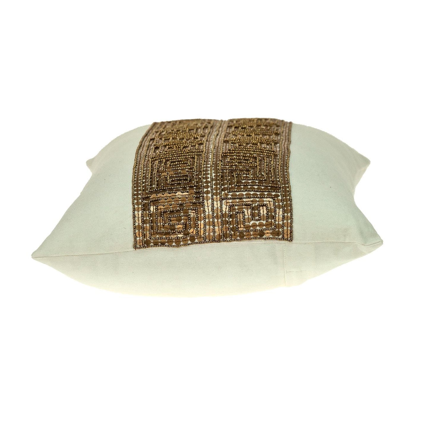 Glam Off White with Golden Sequins Lumbar Throw Pillow
