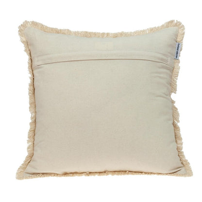 18" Beige And Brown Medallion Cotton Blend Throw Pillow with Fringe And Texture