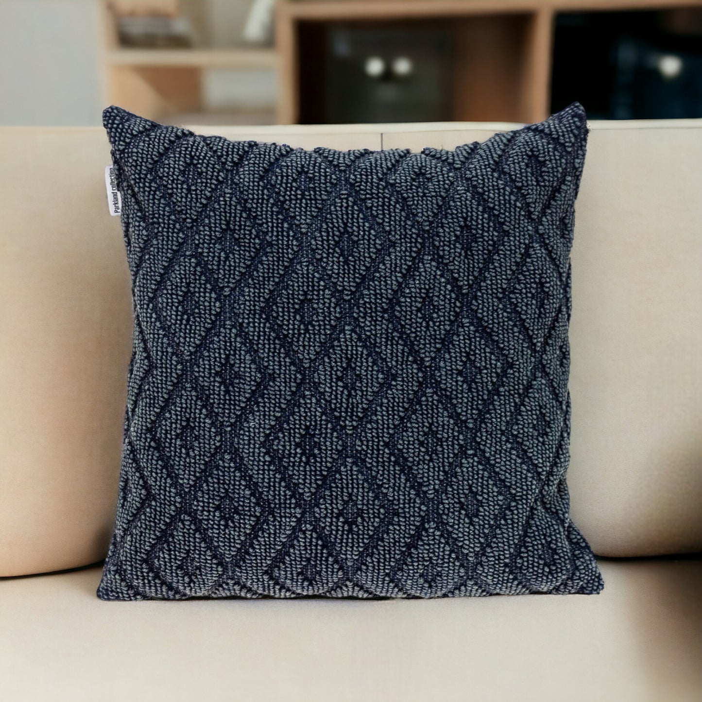 Jacquard Diamond Pattern Decorative Navy Throw Pillow