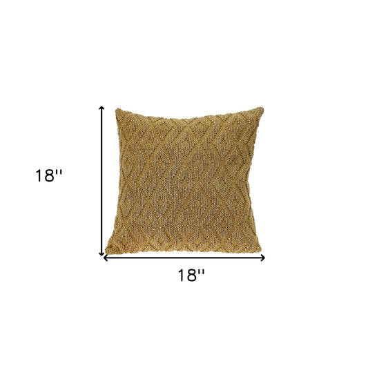 Jacquard Diamond Pattern Decorative Mustard Yellow Throw Pillow