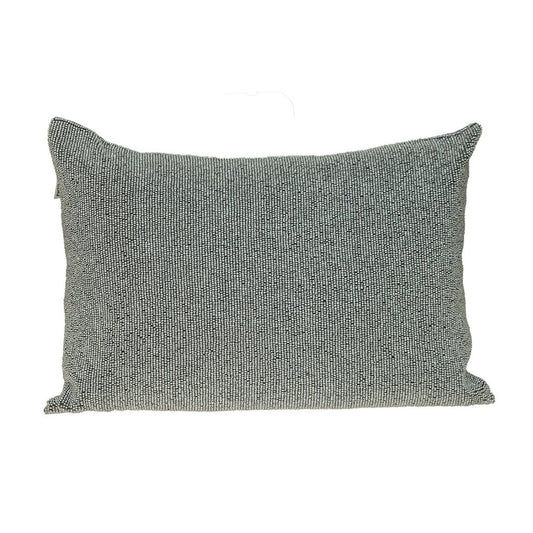 Shimmering silver beaded throw pillow.